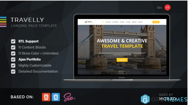 Travelly Tourism Agency HTML Landing Page