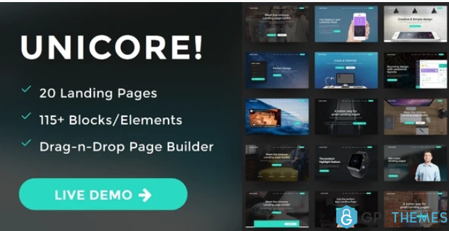 Unicore Mobirise Builder with 20 HTML Bootstrap Landing Page Templates