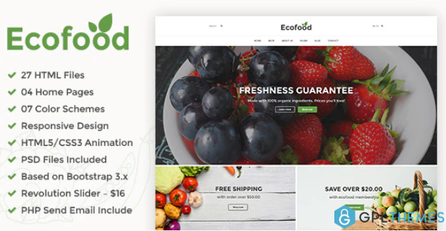 Ecofood Responsive Organic Food Organic Store Farm HTML5 Template