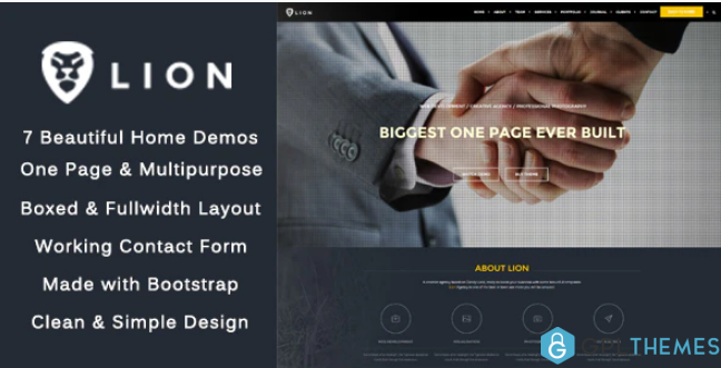 Lion One Page Multipurpose HTML Theme
