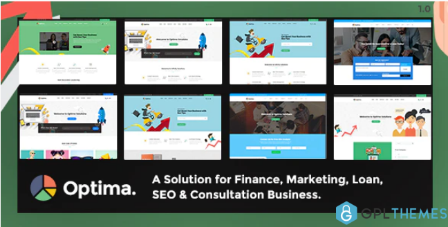 Optima Multiple solutions for Finance Marketing Loan SEO Consultation Business PSD Template