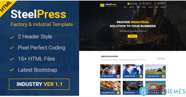 SteelPress Industrial Factory Business HTML Template
