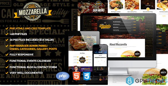 Mozzarella PHP HTML Cafe Bar Template