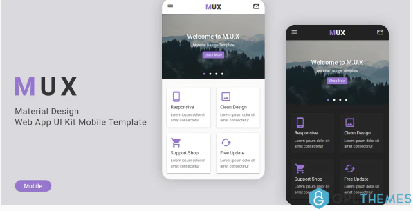 MUX Material Design Web App UI Kit Mobile Template