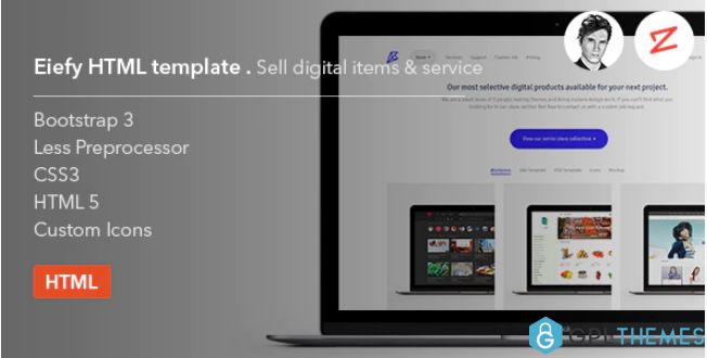 Eiefy HTML Template for Selling Digital Items Services