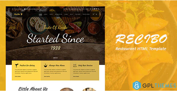 Recibo Restaurant Food HTML Template