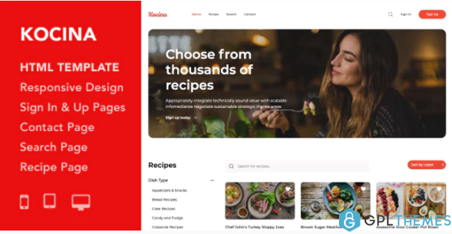 Kocina Cooking Recipes HTML5 Responsive Template