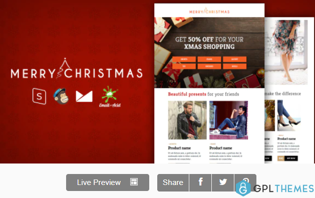 XMAS E commerce Responsive Email Template with MailChimp Editor StampReady Online Builder