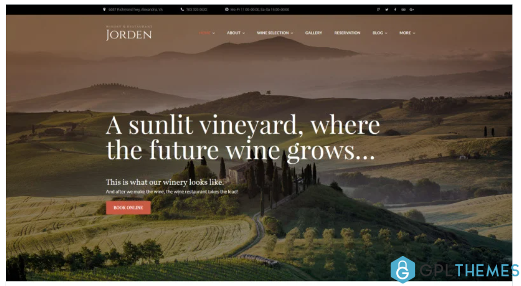 Jorden Wine Winery WordPress Theme