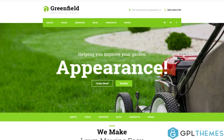 GreenField Lawn Mowing Company Responsive WordPress Theme