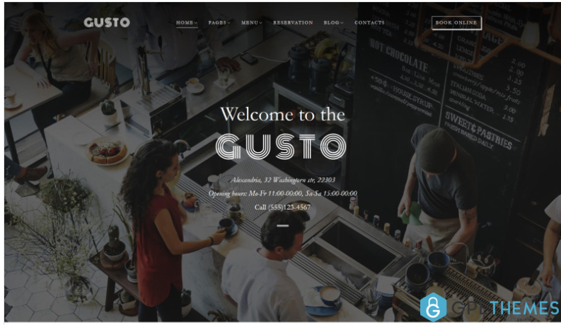 Gusto Cafe Restaurant WordPress Theme