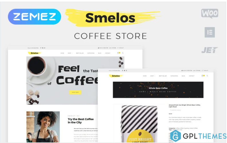 Smelos Coffee Shop ECommerce Classic Elementor WooCommerce Theme