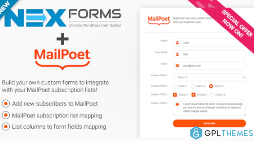 NEX Forms MailPoet Add on