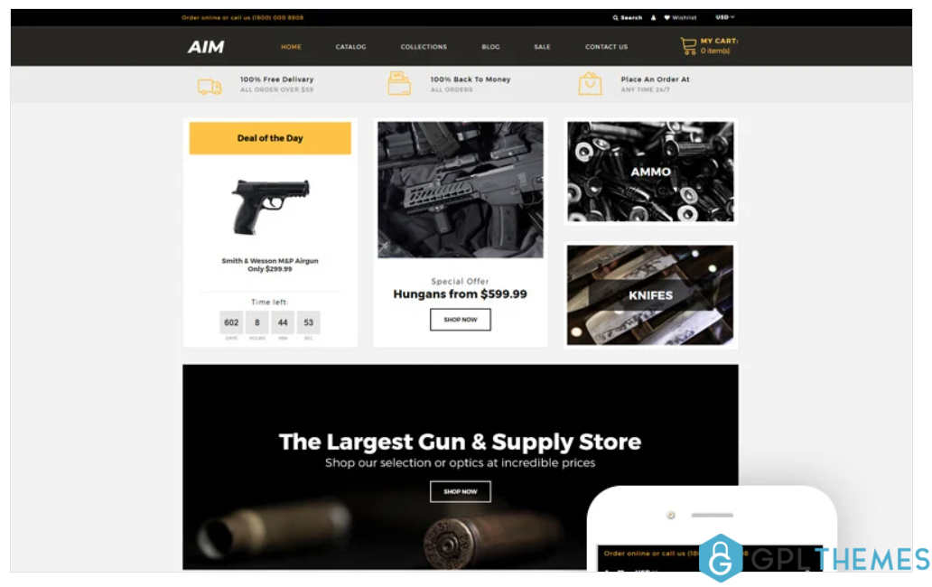 AIM Weapon Store Modern Shopify Theme