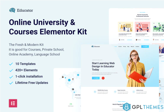 Educator Online University Courses Elementor Template Kit
