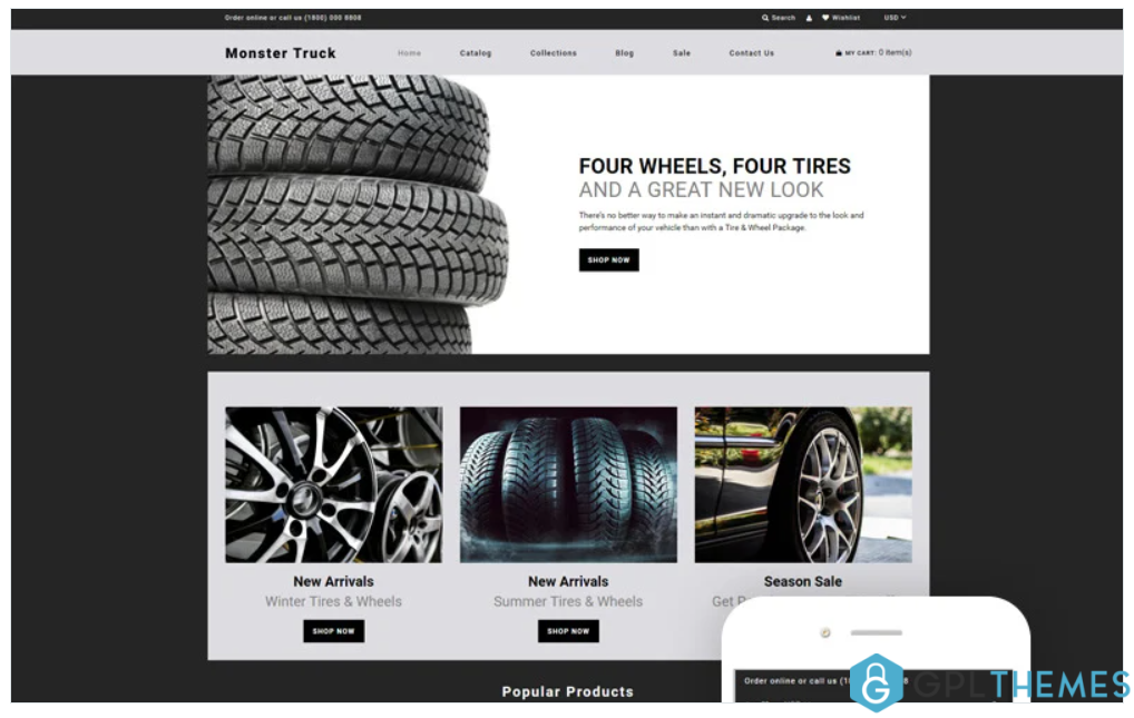 Monster Truck Auto Parts Clean Shopify Theme