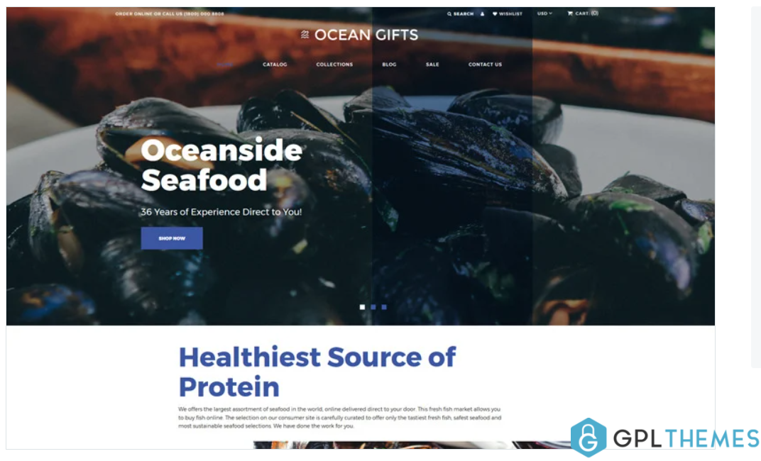 Ocean Gifts Sea Food Shop Modern Shopify Theme