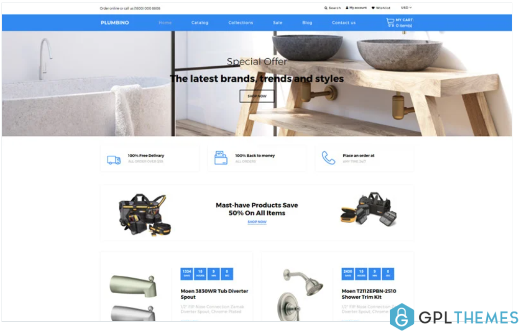 Plumbino Plumbing eCommerce Modern Shopify Theme