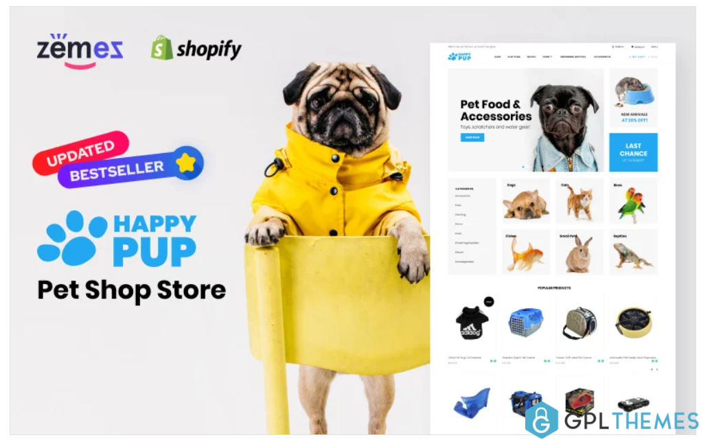 Happy Pup Pet Shop Store Shopify Theme