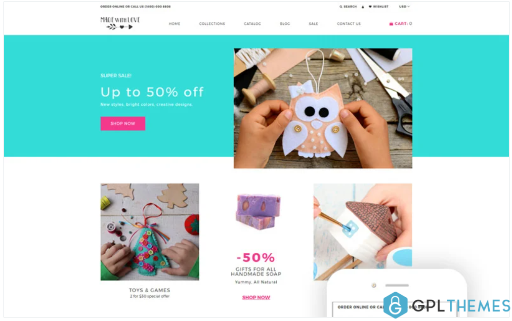 Made with Love Hobbies Crafts Creative Shopify Theme