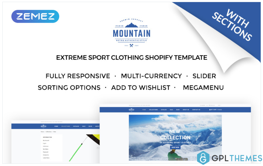 Mountain Extreme Sport Clothing Store Shopify Theme