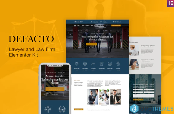 Defacto – Lawyer Law Firm Elementor Template Kit