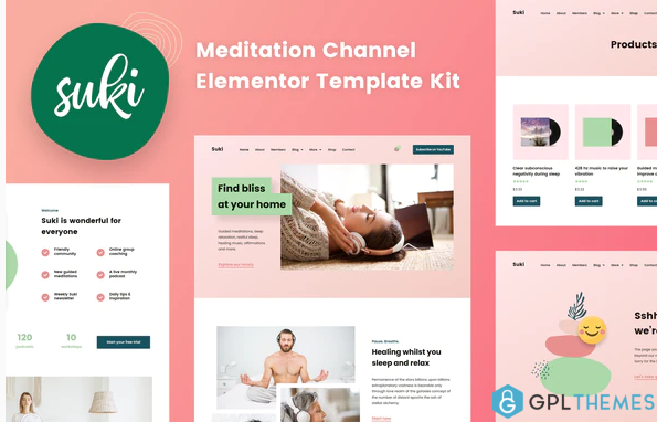 Suki Meditation Channel Elementor Template Kit
