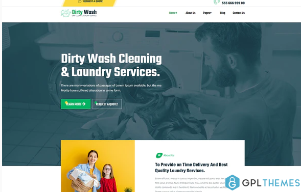 DirtyWash Dry Cleaning Laundry Service Elementor Template Kit