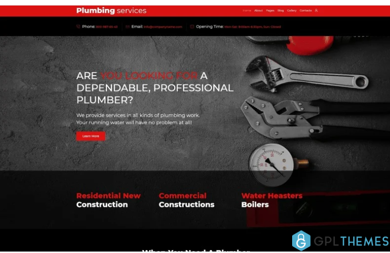 plumbing services joomla template