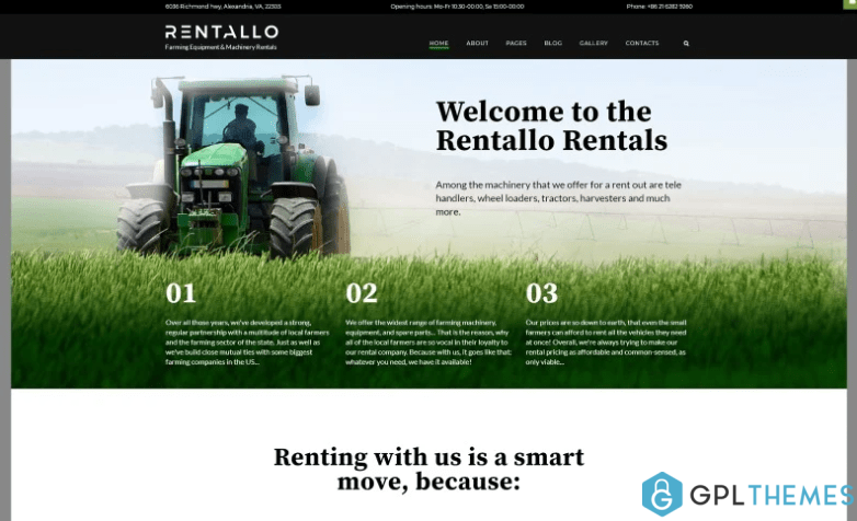 Rentallo Farm Equipment Joomla Template