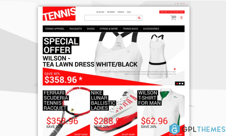 Tennis Dress Supplies Magento Theme
