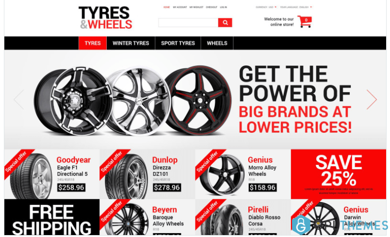 Wheels and Tyres Magento Theme