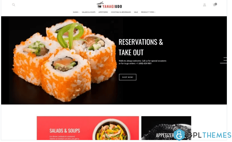 YanagiUdo Japanese Restaurant Magento Theme