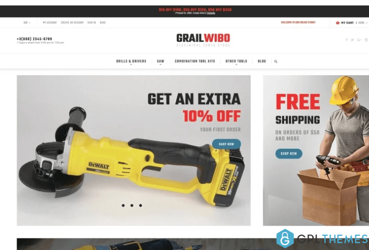 GrailWibo Electrical Tools Store Magento 2 Theme