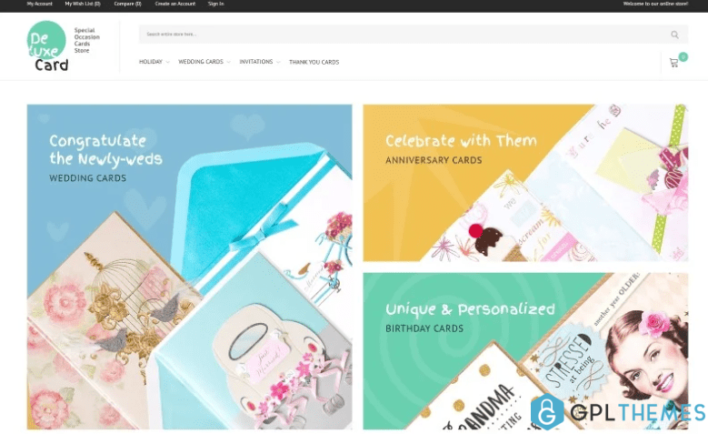 Deluxe Card Special Occasion Cards Store Magento Theme