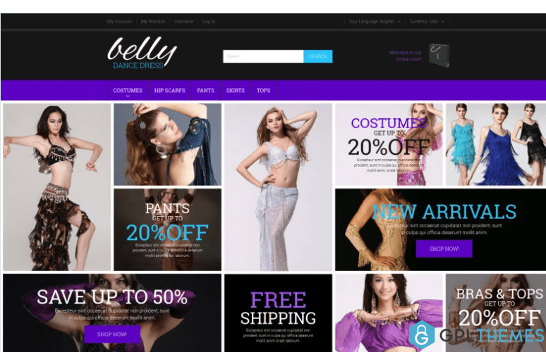 Belly Dance Costumes Magento Theme
