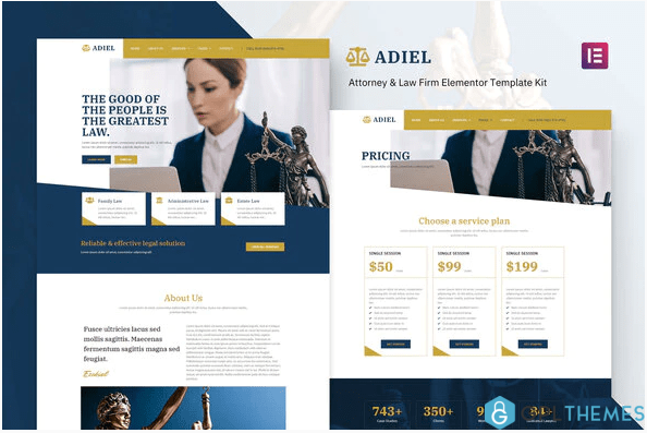 Adiel Attorney Law Firm Elementor Template Kit