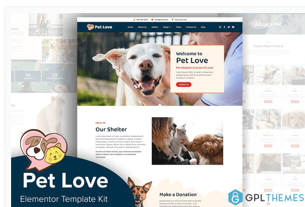 Pet Love Animal Shelter Elementor Template Kit