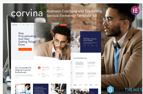 Corvina – Business Coaching Consulting Service Elementor Template Kit