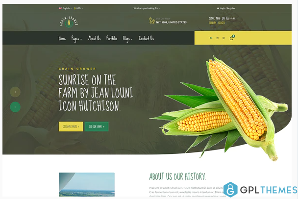 Grain Grower Agriculture Farm Farmers Elementor Template Kit
