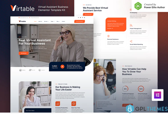 Virtable – Virtual Assistant Business Elementor Template Kit