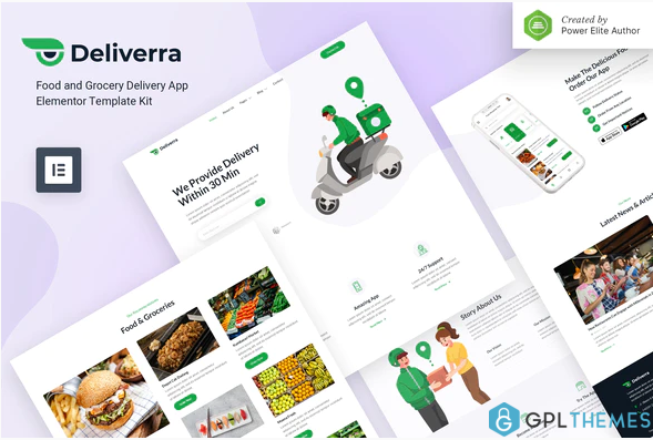 Deliverra – Food Grocery Delivery App Elementor Template Kit