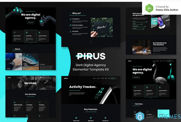 PIRUS – Dark Digital Agency Elementor Template Kit