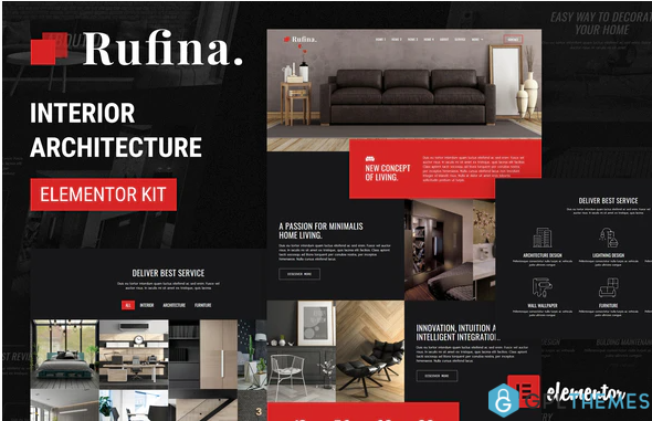 Rufina Interior Architecture Elementor Template Kit