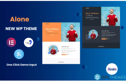 Alone PortfolioResumeCV One page WordPress Elementor Theme