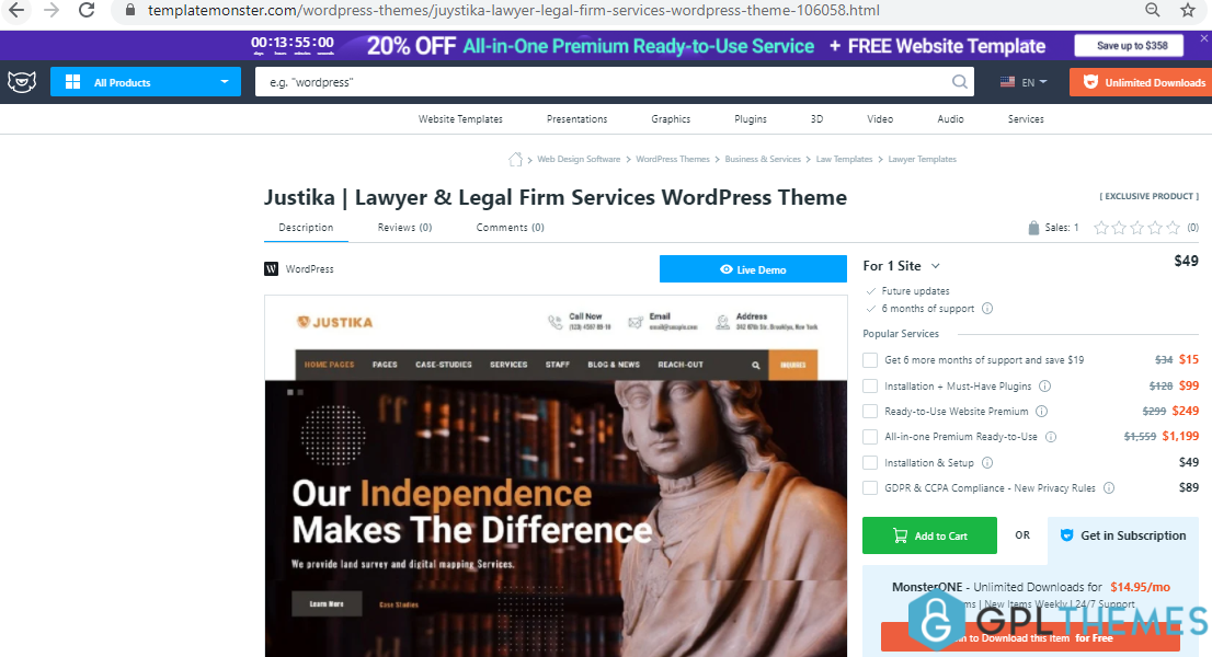Justika Lawyer Legal Firm Services WordPress Theme