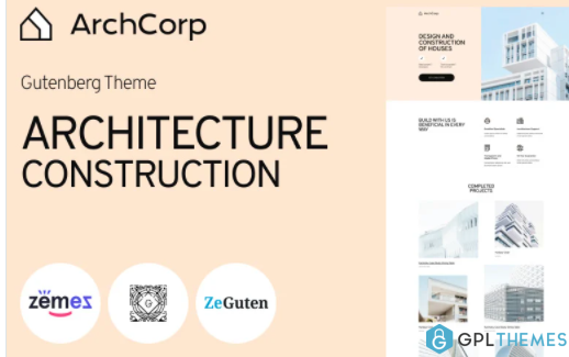 ArchCorp Architecture Construction Template for Gutenberg