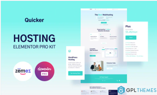 Quicker Hosting Provider Company Website Template Elementor Kit