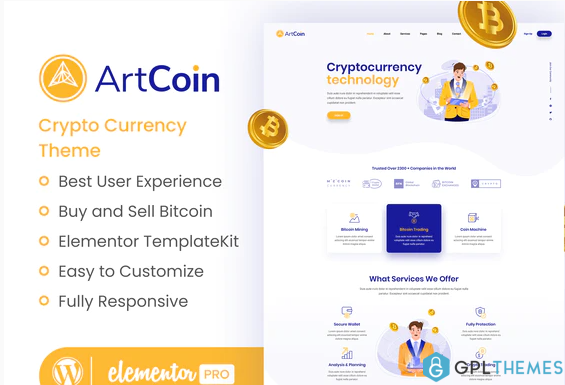 ArtCoin Bitcoin Cryptocurrency Elementor Template Kit
