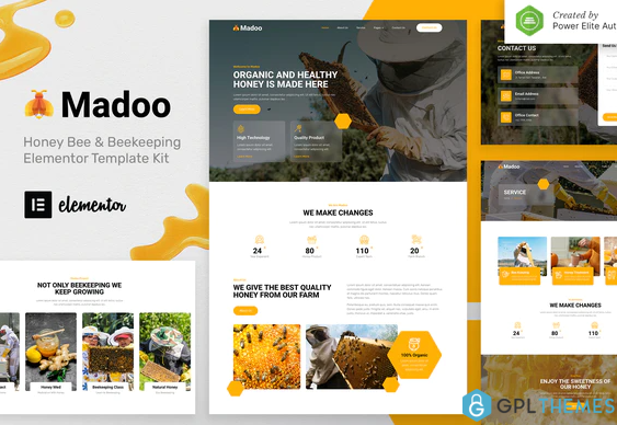 Madoo – Honey Bee Beekeeping Elementor Template Kit